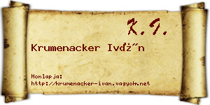 Krumenacker Iván névjegykártya